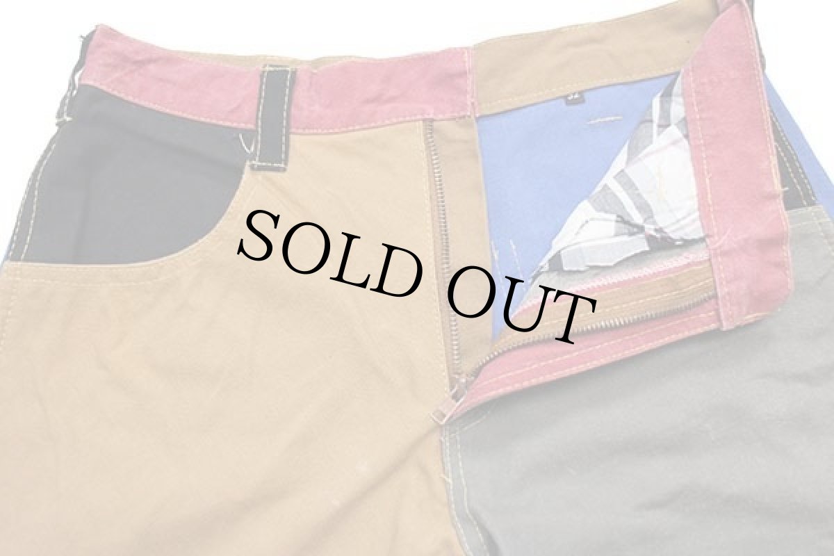 画像3: ハンドメイド クレイジーパターン ダック地 ハーフパンツ マルチカラー w32★ショーツ (3)