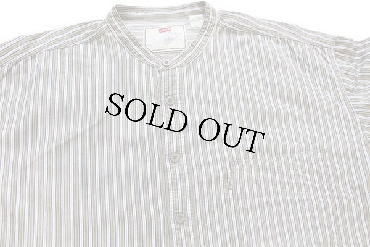 画像3: 90s Levi'sリーバイス ランダムストライプ バンドカラー コットンシャツ XL (3)