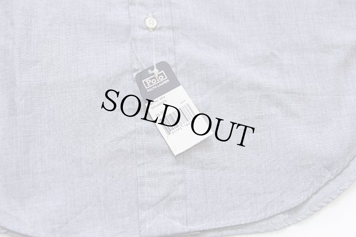 画像6: デッドストック★90s ポロ ラルフローレン PHILIP 無地 ダブルカフス コットン ドレスシャツ フェザーグレー 15-32 (6)