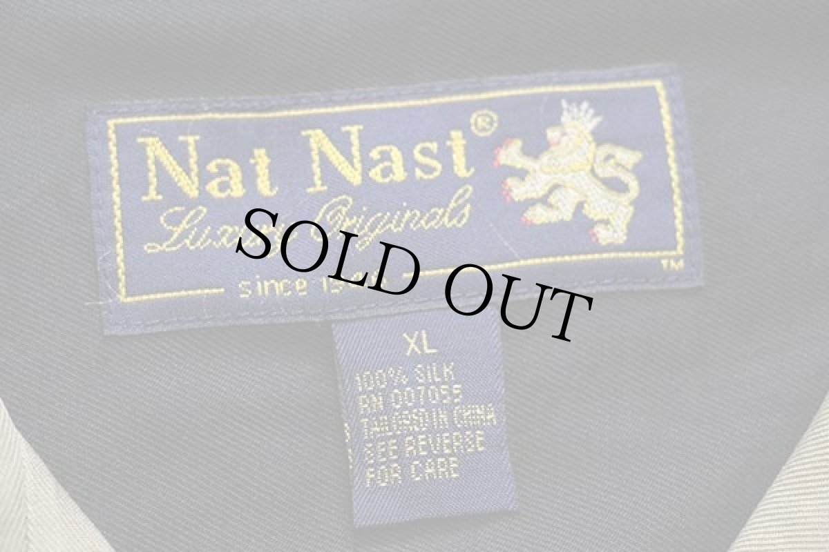 画像4: Nat Nast ステッチ装飾 シルク オープンカラーシャツ 黒 XL★特大 (4)