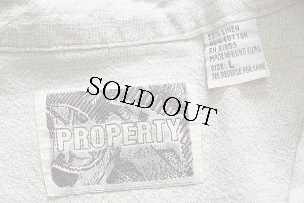 画像4: 90s PROPERTY マルチストライプ バンドカラー リネン×コットンシャツ L (4)