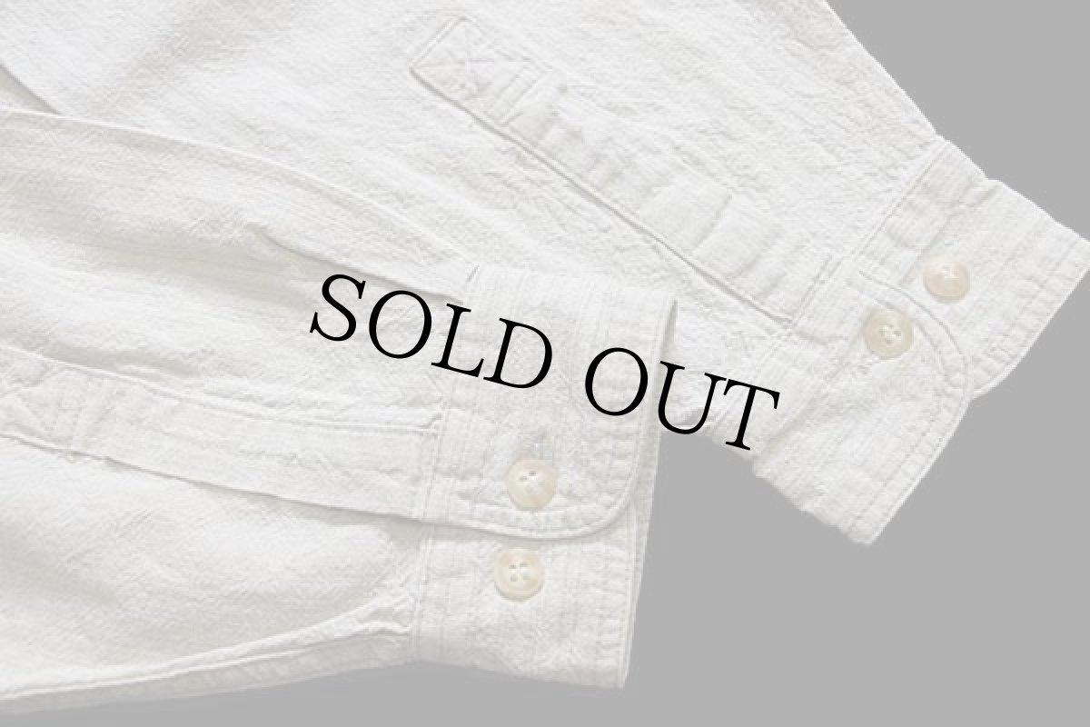 画像5: 90s PROPERTY マルチストライプ バンドカラー リネン×コットンシャツ L (5)