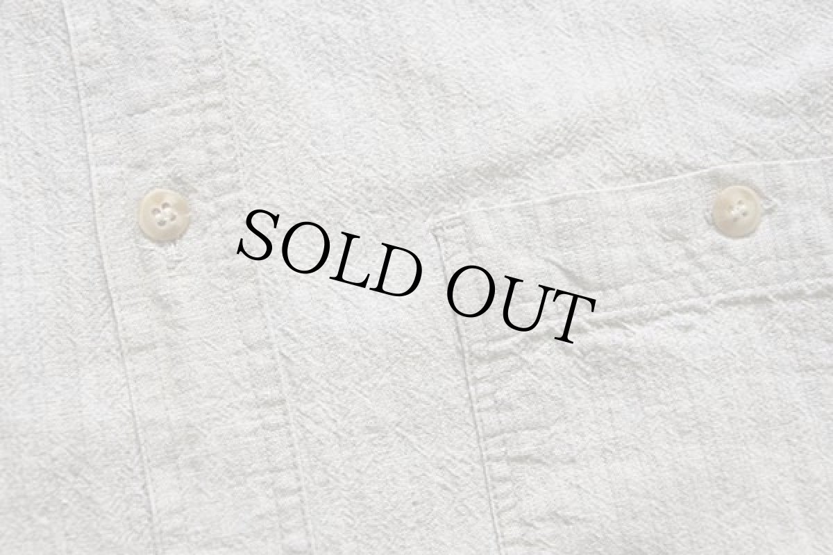 画像6: 90s PROPERTY マルチストライプ バンドカラー リネン×コットンシャツ L (6)