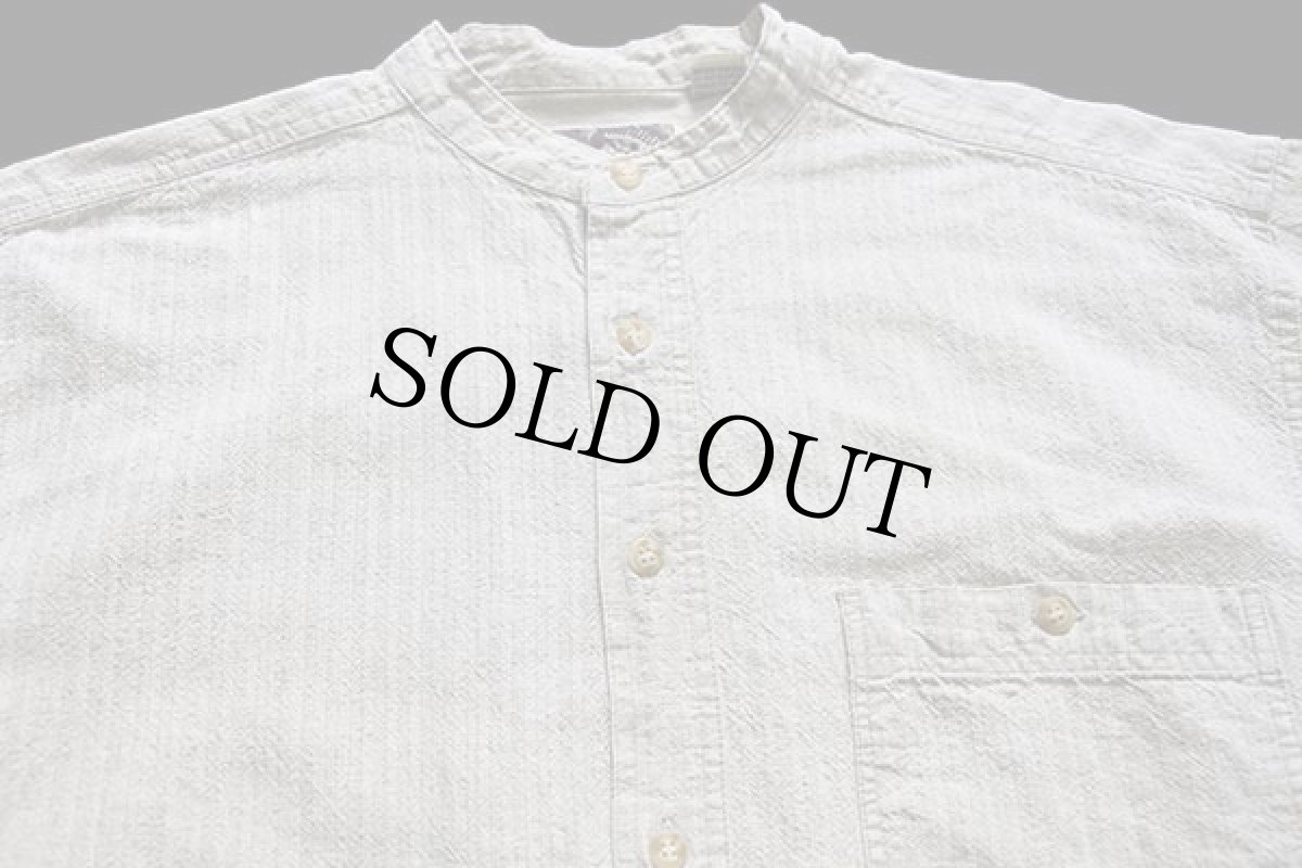 画像3: 90s PROPERTY マルチストライプ バンドカラー リネン×コットンシャツ L (3)