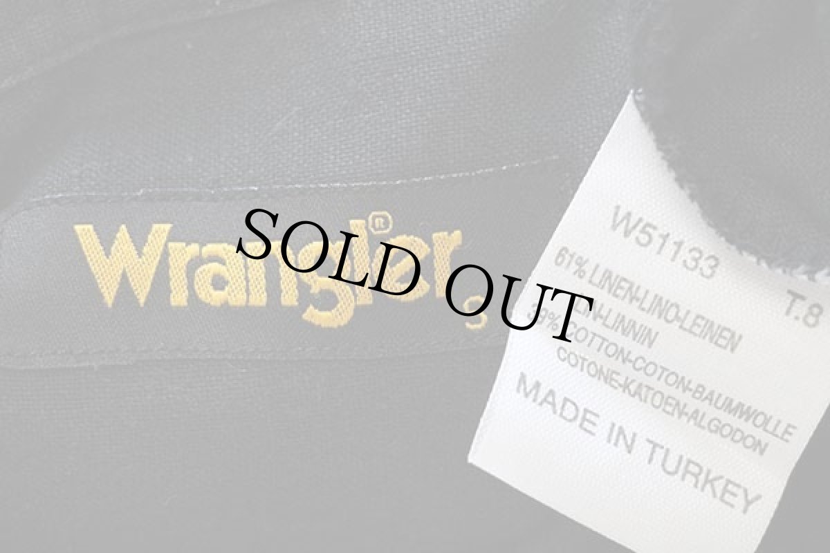 画像4: 00s トルコ製 Wranglerラングラー 無地 リネン×コットンシャツ 黒 S★ユーロ (4)