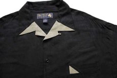 画像3: Nat Nast ステッチ装飾 シルク オープンカラーシャツ 黒 XL★特大 (3)