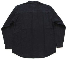 画像2: Collarless Shirt Company バンドカラー 織り柄 コットンシャツ 黒 M (2)