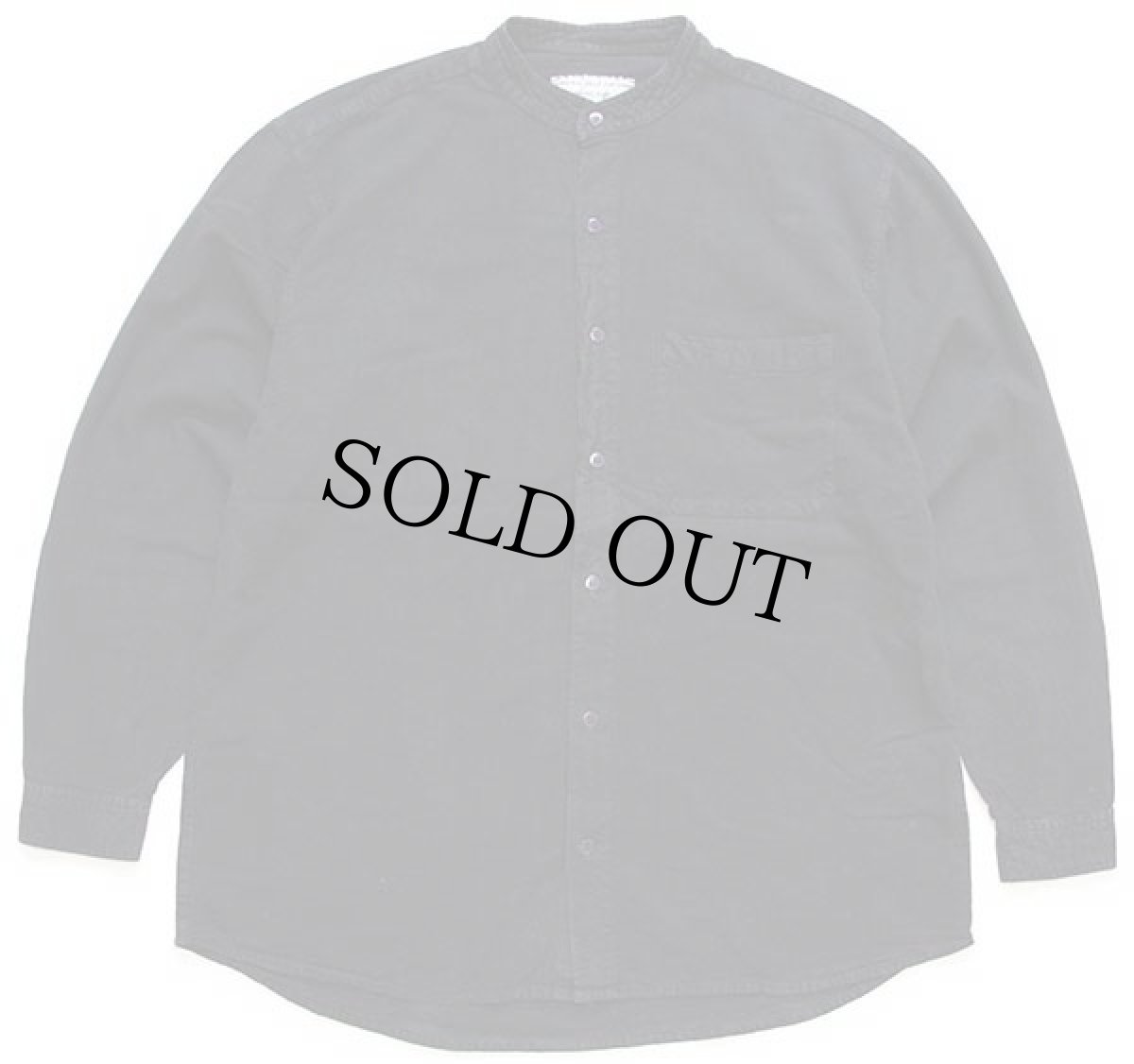 画像1: Collarless Shirt Company バンドカラー 織り柄 コットンシャツ 黒 M (1)