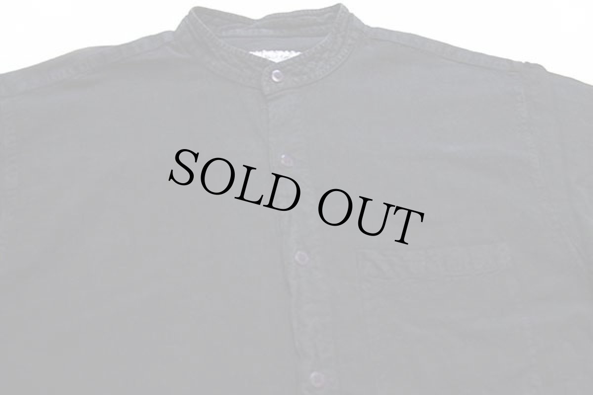 画像3: Collarless Shirt Company バンドカラー 織り柄 コットンシャツ 黒 M (3)