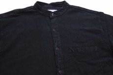 画像3: Collarless Shirt Company バンドカラー 織り柄 コットンシャツ 黒 M (3)