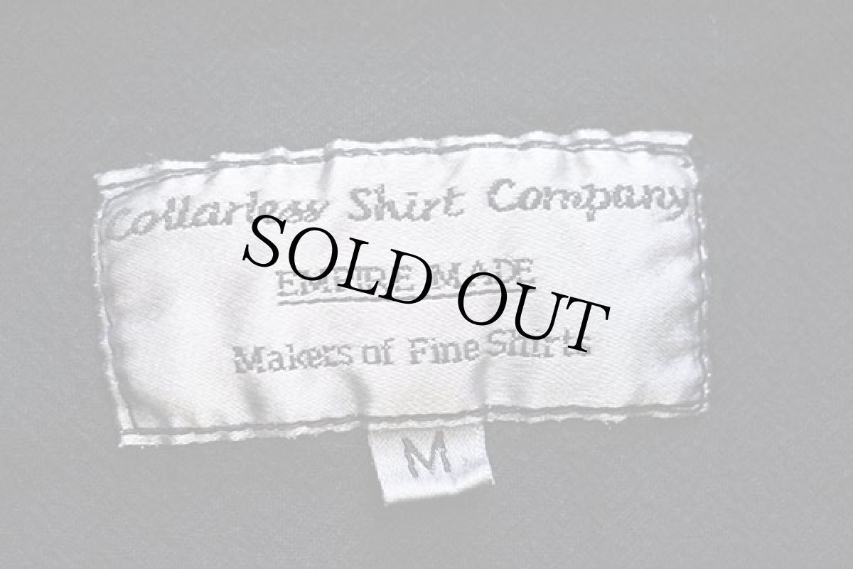 画像4: Collarless Shirt Company バンドカラー 織り柄 コットンシャツ 黒 M (4)