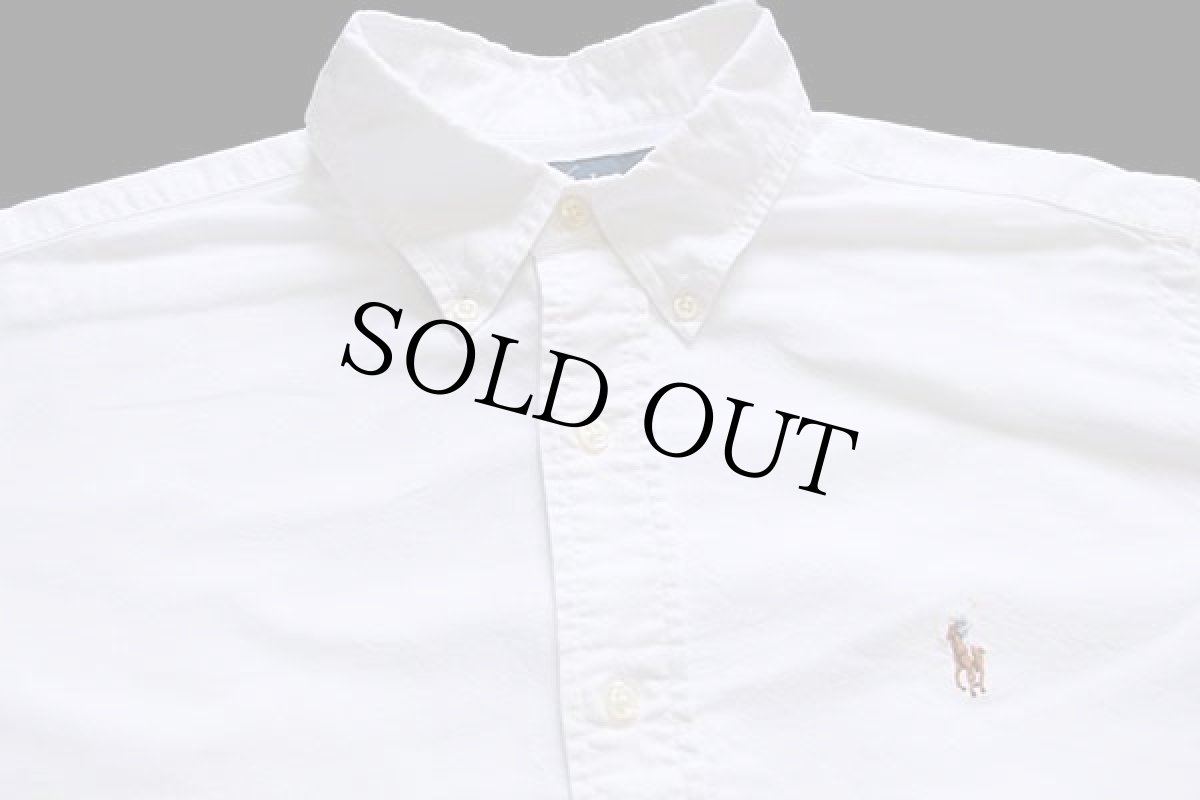 画像3: ラルフローレン ワンポイント ボタンダウン オックスフォード コットンシャツ 白 16★R (3)