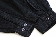 画像6: Collarless Shirt Company バンドカラー 織り柄 コットンシャツ 黒 M (6)