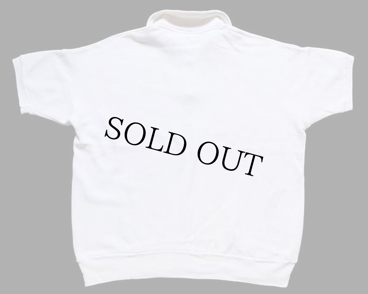 画像2: 60s CHAMPIONチャンピオン ランタグ MOOSEHEART フロッキープリント 襟付き ハーフジップ コットン 半袖スウェット 白 L (2)