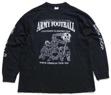 画像1: 90s USA製 ARMY NAVY 92 両面プリント コットン 長袖Tシャツ 黒 XL (1)