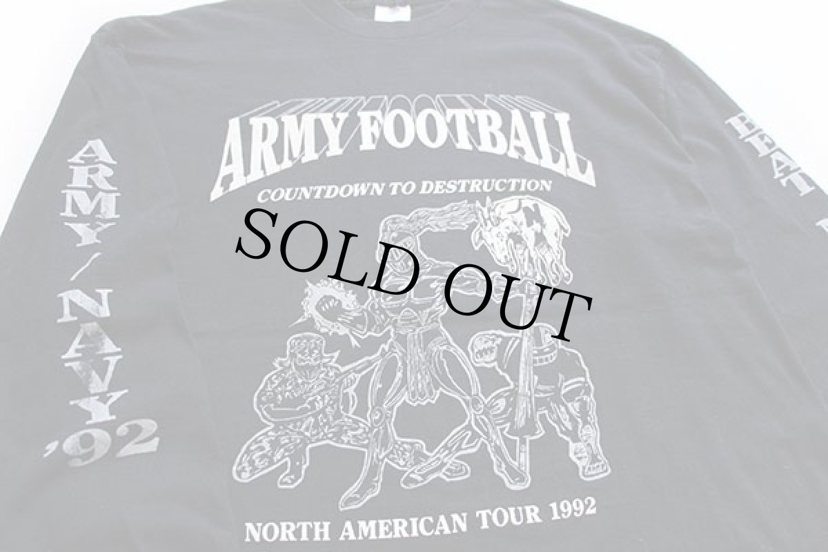 画像3: 90s USA製 ARMY NAVY 92 両面プリント コットン 長袖Tシャツ 黒 XL (3)