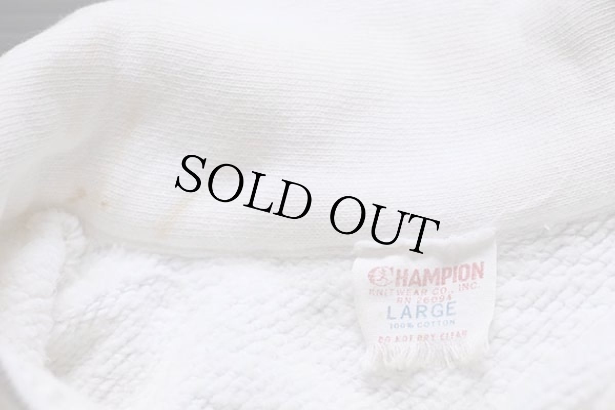 画像5: 60s CHAMPIONチャンピオン ランタグ MOOSEHEART フロッキープリント 襟付き ハーフジップ コットン 半袖スウェット 白 L (5)