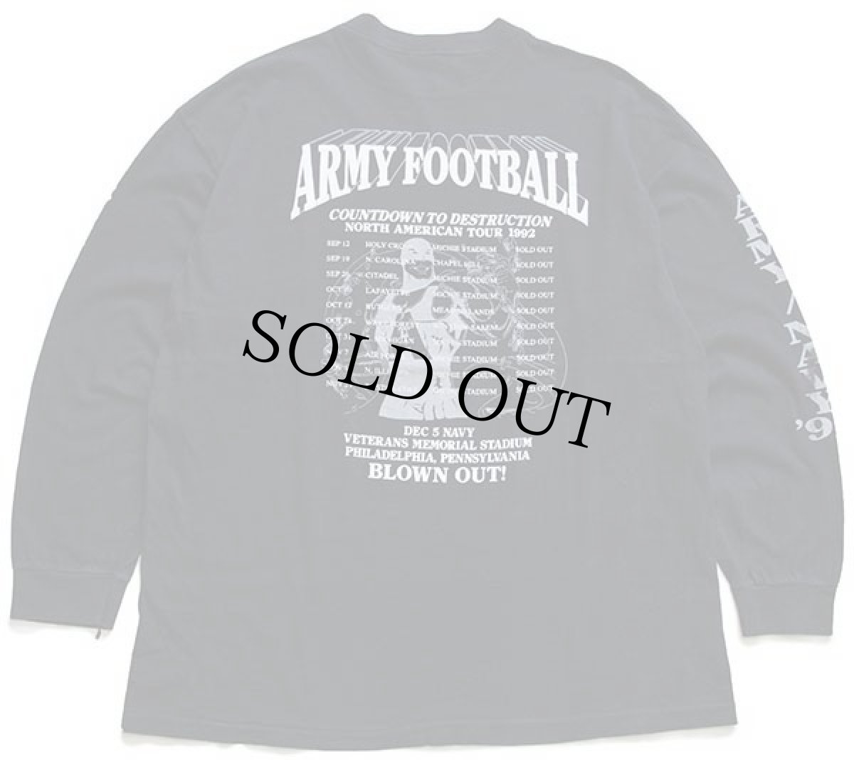 画像2: 90s USA製 ARMY NAVY 92 両面プリント コットン 長袖Tシャツ 黒 XL (2)