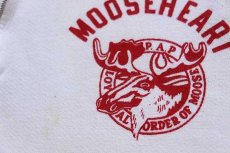 画像4: 60s CHAMPIONチャンピオン ランタグ MOOSEHEART フロッキープリント 襟付き ハーフジップ コットン 半袖スウェット 白 L (4)