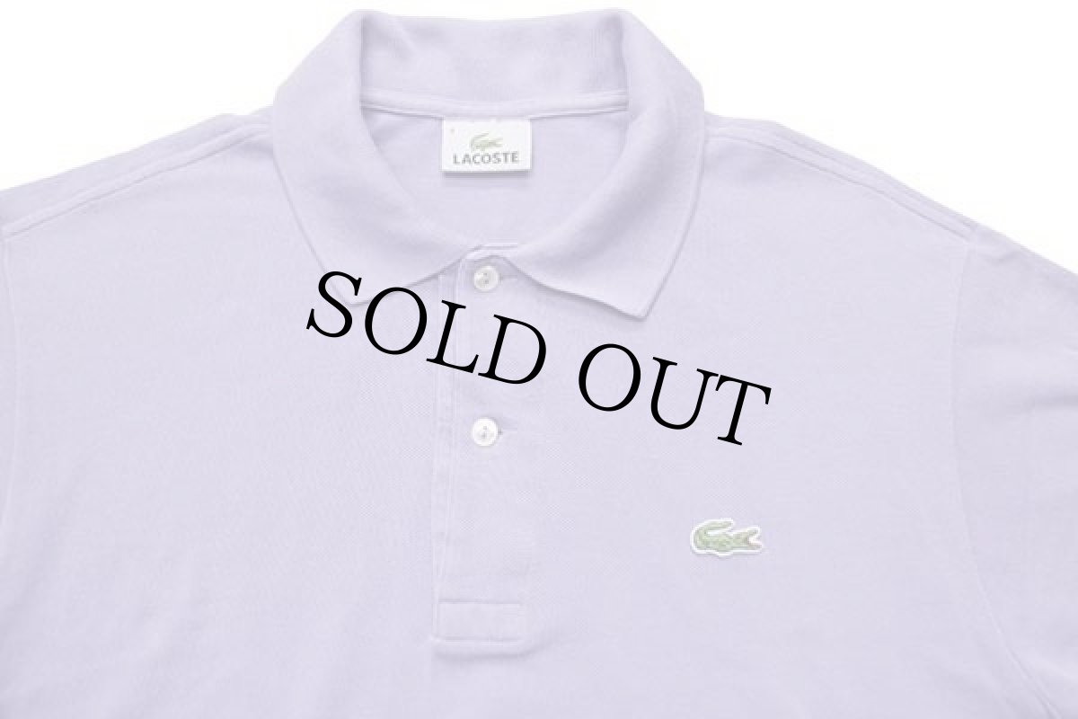 画像3: 90s LACOSTEラコステ ワンポイント コットン 鹿の子 ポロシャツ 薄紫 4★72 (3)