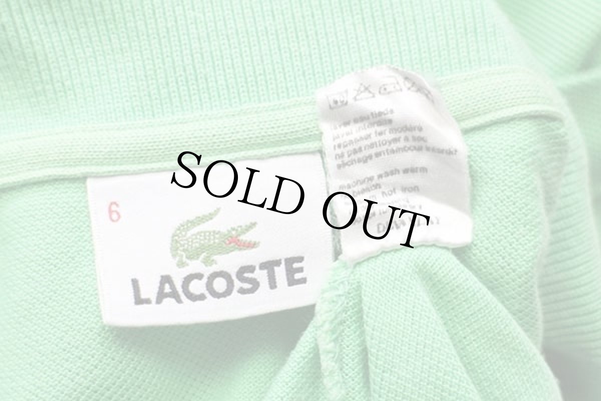 画像4: 90s LACOSTEラコステ ワンポイント コットン 鹿の子 ポロシャツ 蛍光グリーン 6★64 (4)