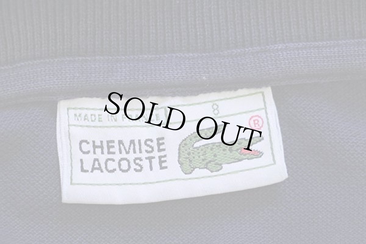 画像4: 70s フランス製 CHEMISE LACOSTE ラコステ ワンポイント コットン 鹿の子 長袖ポロシャツ 紺 8★21 特大 (4)