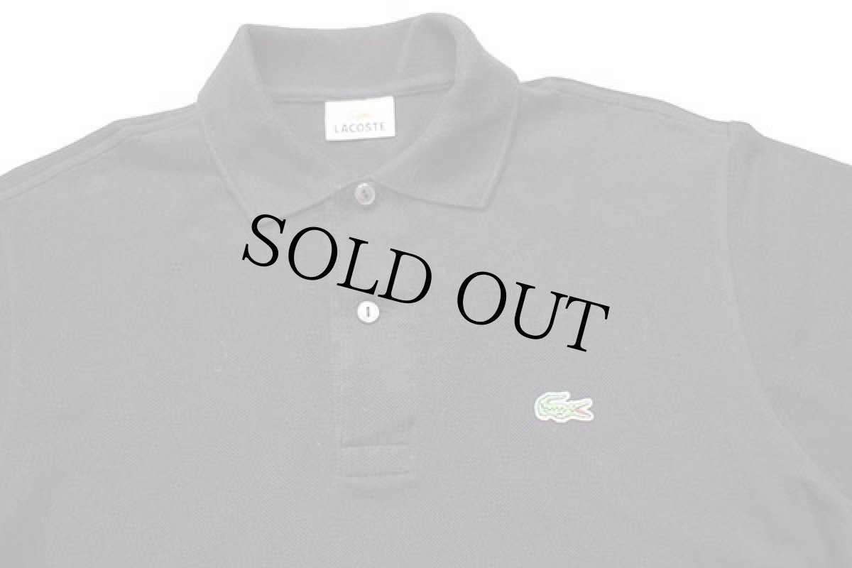画像3: 00s LACOSTEラコステ ワンポイント コットン 鹿の子 ポロシャツ 黒 3★50 (3)