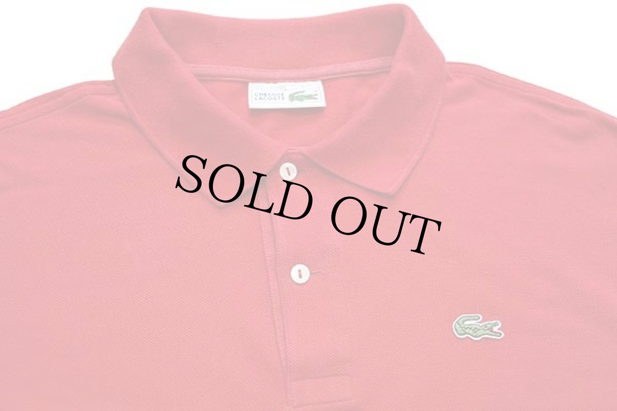 画像3: 70s フランス製 CHEMISE LACOSTE ラコステ ワンポイント コットン 鹿の子 長袖ポロシャツ 赤 7★30 (3)