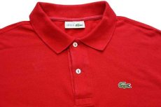 画像3: 70s フランス製 CHEMISE LACOSTE ラコステ ワンポイント コットン 鹿の子 長袖ポロシャツ 赤 7★30 (3)