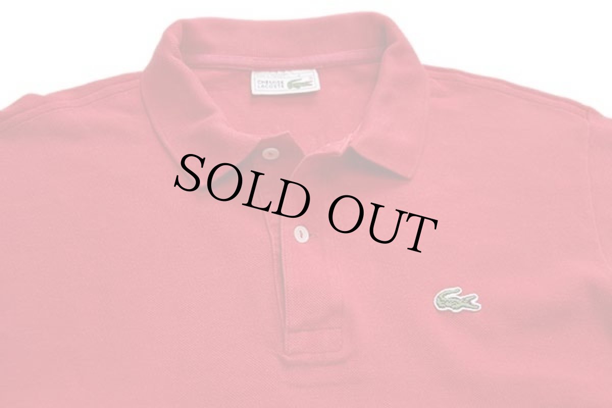 画像3: 70s フランス製 CHEMISE LACOSTE ラコステ ワンポイント コットン 鹿の子 長袖ポロシャツ 赤 4★12 (3)