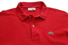 画像3: 70s フランス製 CHEMISE LACOSTE ラコステ ワンポイント コットン 鹿の子 長袖ポロシャツ 赤 4★12 (3)