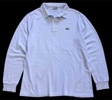 画像1: 70s フランス製 CHEMISE LACOSTE ラコステ ワンポイント コットン 鹿の子 長袖ポロシャツ スカイブルー 5★18 (1)