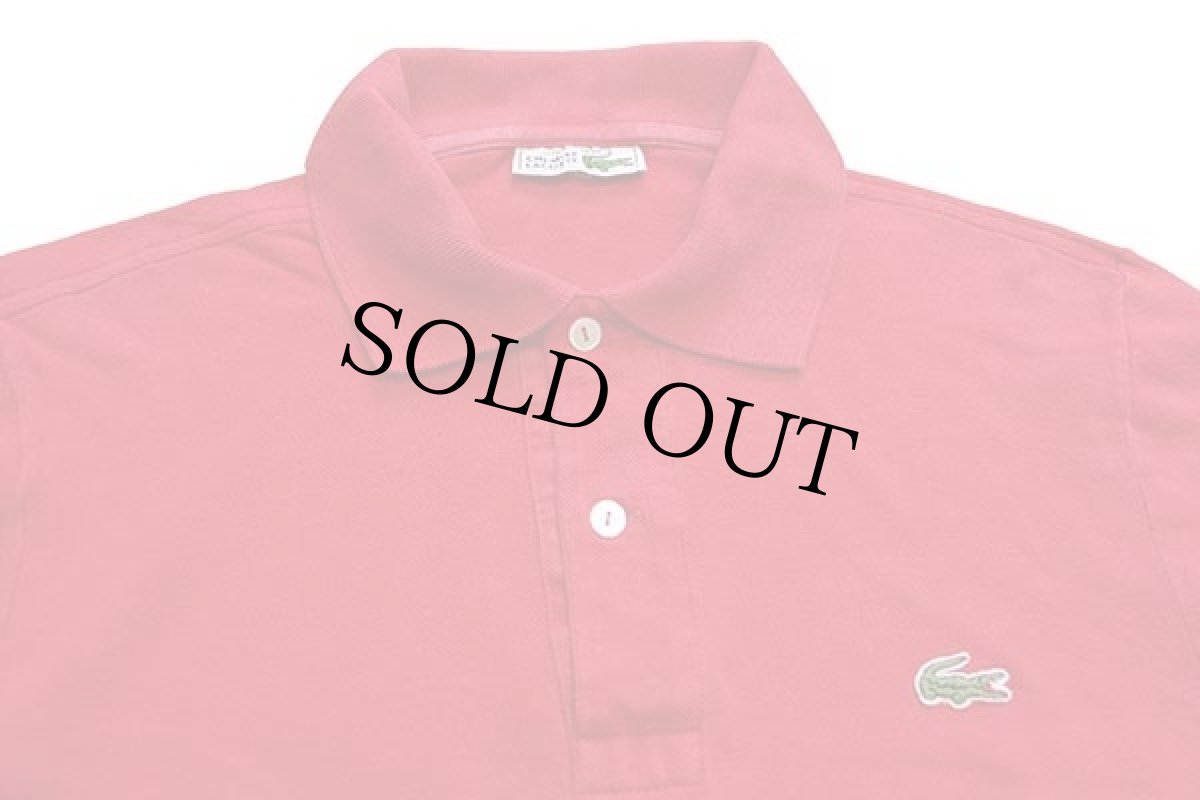 画像3: 70s フランス製 CHEMISE LACOSTE ラコステ ワンポイント コットン 鹿の子 長袖ポロシャツ 赤 3★28 (3)