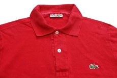 画像3: 70s フランス製 CHEMISE LACOSTE ラコステ ワンポイント コットン 鹿の子 長袖ポロシャツ 赤 3★28 (3)