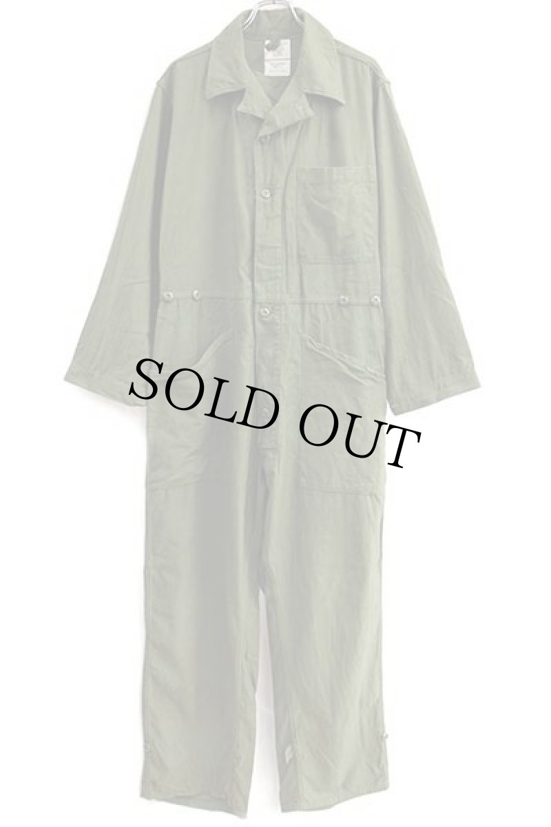 画像2: 80s 米軍 U.S.ARMY コットンサテン カバーオール オールインワン オリーブグリーン M★05 つなぎ (2)