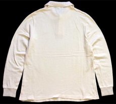 画像2: 70s フランス製 CHEMISE LACOSTE ラコステ ワンポイント コットン 鹿の子 長袖ポロシャツ クリーム 4★02 (2)