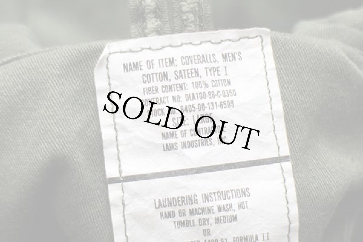 画像5: 80s 米軍 U.S.ARMY コットンサテン カバーオール オールインワン オリーブグリーン L★つなぎ (5)