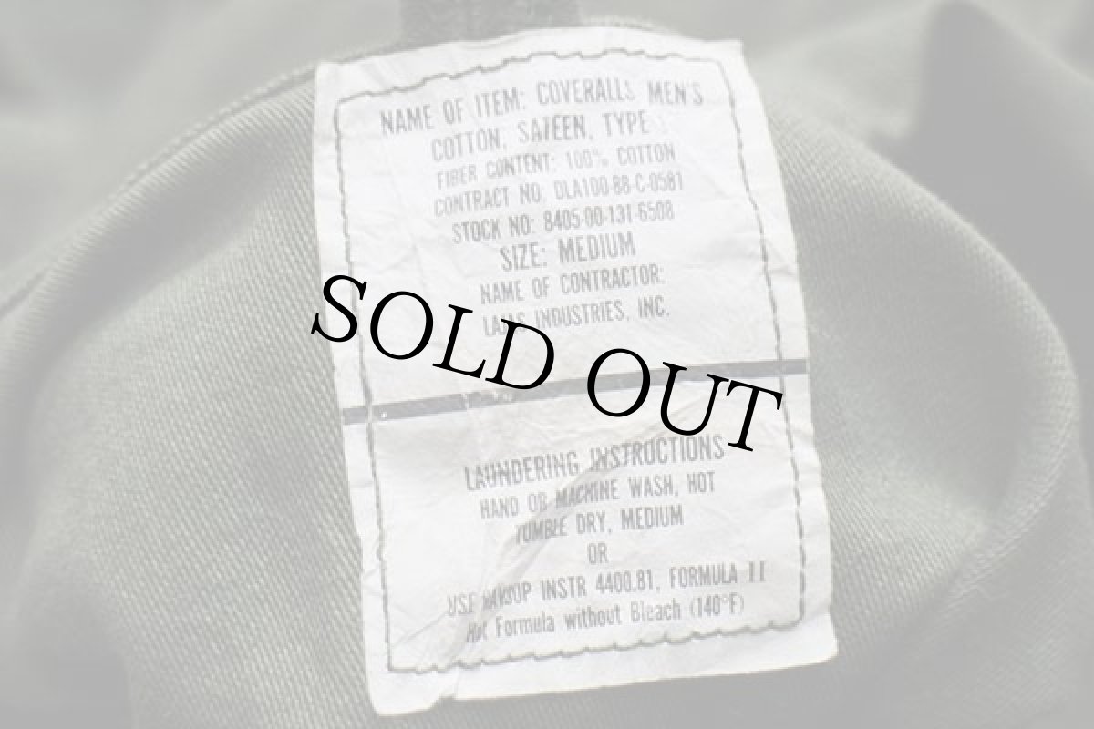 画像5: 80s 米軍 U.S.ARMY コットンサテン カバーオール オールインワン オリーブグリーン M★05 つなぎ (5)