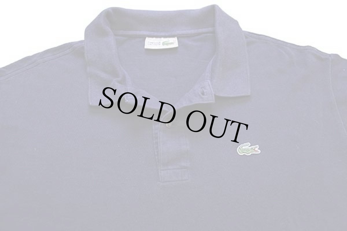 画像3: 70s フランス製 CHEMISE LACOSTE ラコステ ワンポイント コットン 鹿の子 長袖ポロシャツ 紺 8★21 特大 (3)