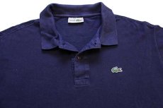 画像3: 70s フランス製 CHEMISE LACOSTE ラコステ ワンポイント コットン 鹿の子 長袖ポロシャツ 紺 8★21 特大 (3)