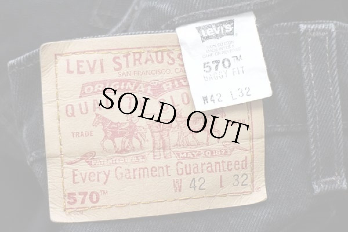 画像6: 90s USA製 Levi'sリーバイス 570 ブラック デニムパンツ w42 L32★SDP1901 (6)