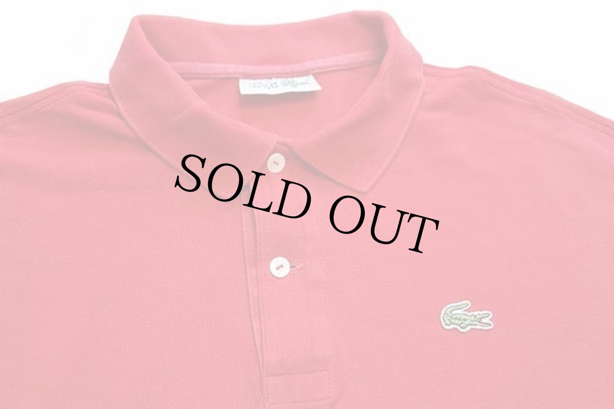 画像3: 70s フランス製 CHEMISE LACOSTE ラコステ ワンポイント コットン 鹿の子 長袖ポロシャツ 赤 7★29 (3)