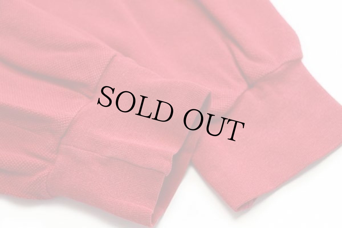 画像6: 70s フランス製 CHEMISE LACOSTE ラコステ ワンポイント コットン 鹿の子 長袖ポロシャツ 赤 3★28 (6)