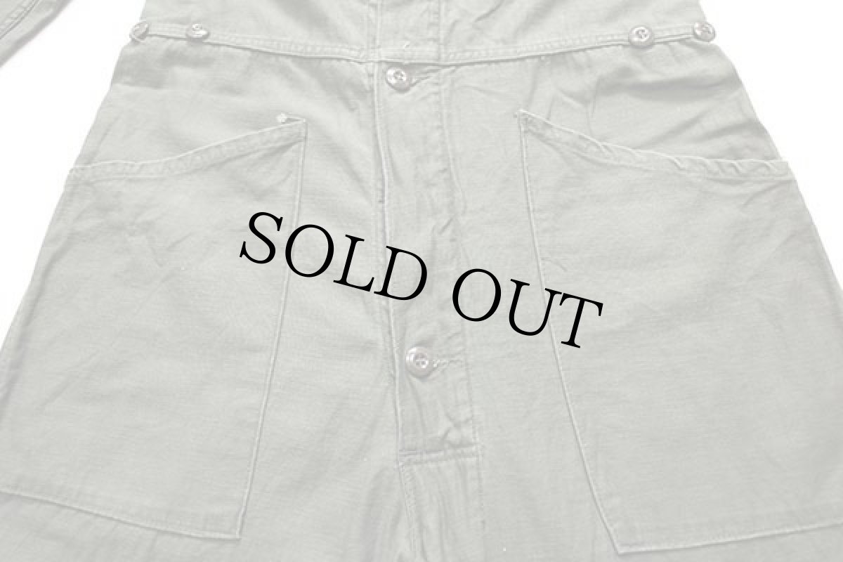 画像6: 80s 米軍 U.S.ARMY コットンサテン カバーオール オールインワン オリーブグリーン L★つなぎ (6)