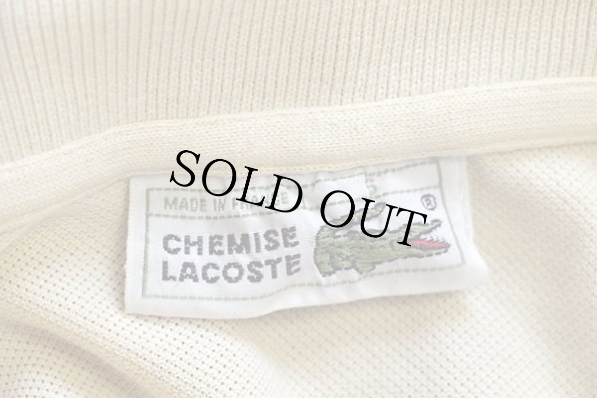 画像4: 70s フランス製 CHEMISE LACOSTE ラコステ ワンポイント コットン 鹿の子 長袖ポロシャツ 薄黄 5★01 (4)