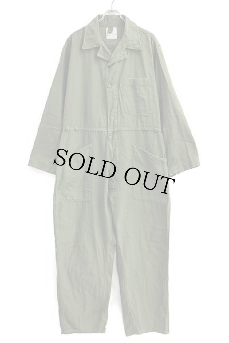 画像2: 80s 米軍 U.S.ARMY コットンサテン カバーオール オールインワン オリーブグリーン L★つなぎ (2)