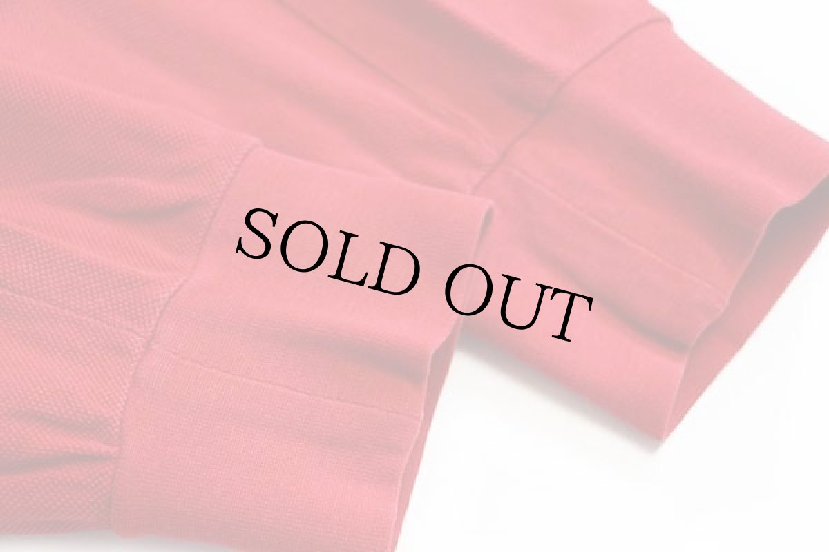 画像5: 70s フランス製 CHEMISE LACOSTE ラコステ ワンポイント コットン 鹿の子 長袖ポロシャツ 赤 7★29 (5)