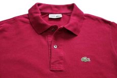 画像3: 70s フランス製 CHEMISE LACOSTE ラコステ ワンポイント コットン 鹿の子 長袖ポロシャツ ワインレッド 4★14 (3)