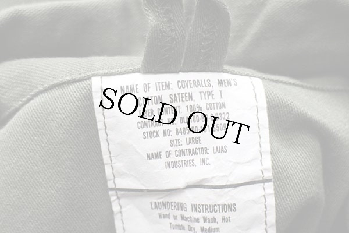 画像5: 80s 米軍 U.S.ARMY コットンサテン カバーオール オールインワン オリーブグリーン L★つなぎ (5)