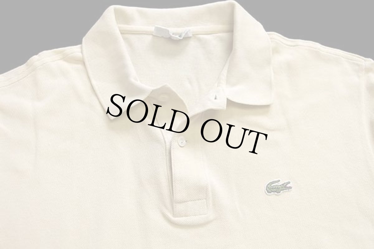 画像3: 70s フランス製 CHEMISE LACOSTE ラコステ ワンポイント コットン 鹿の子 長袖ポロシャツ 薄黄 5★01 (3)
